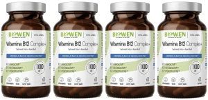 4 x Biowen Witamina B12 Complex+ 60 kapsułek - Koncentracja Pamięć Energia
