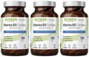 3 x Biowen Witamina B12 Complex+ 60 kapsułek - Koncentracja Pamięć Energia