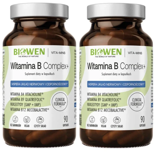 2 x Biowen Witamina B Complex+ 90 kapsułek - Układ Nerwowy Energia Mięśnie (id: 8043)