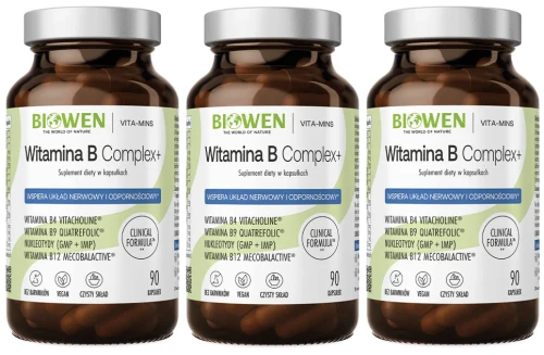 3 x Biowen Witamina B Complex+ 90 kapsułek - Układ Nerwowy Energia Mięśnie (id: 8044)