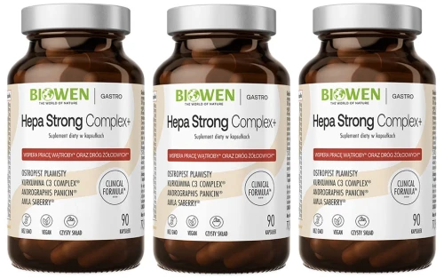 3 x Biowen Hepa Strong Complex+ 90 kapsułek - Wątroba Cholesterol Detoksykacja (id: 8013)