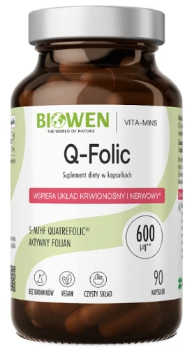 Biowen Q-folic - Metylowany Kwas Foliowy 90 kapsułek - Ciąża Odporność Zmęczenie (id: 4619)