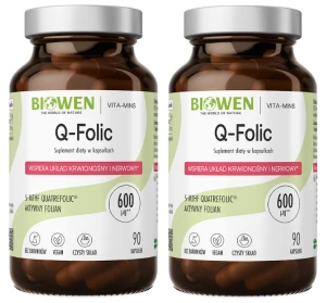 2 x Biowen Q-folic - Metylowany Kwas Foliowy 90 kapsułek - Ciąża Odporność Zmęczenie