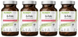 4 x Biowen Q-folic - Metylowany Kwas Foliowy 90 kapsułek - Ciąża Odporność Zmęczenie