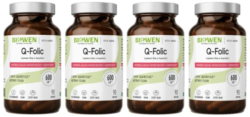 4 x Biowen Q-folic - Metylowany Kwas Foliowy 90 kapsułek - Ciąża Odporność Zmęczenie (id: 8055)