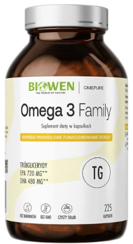 Biowen Omega 3 Family TG 720 mg EPA, 480 mg DHA - 225 kapsułek 