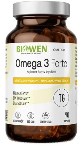 Biowen Omega 3 Forte 1000mg EPA 500mg DHA 90 kapsułek - Mózg Wzrok Serce Krążenie (id: 4598)