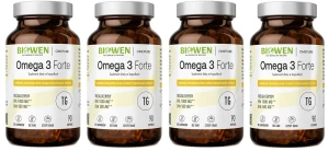 4 x Biowen Omega 3 Forte 1000mg EPA 500mg DHA 90 kapsułek - Mózg Wzrok Serce Krążenie
