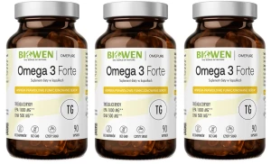 3 x Biowen Omega 3 Forte 1000mg EPA 500mg DHA 90 kapsułek - Mózg Wzrok Serce Krążenie