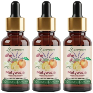 3 x Aromatum Naturalny Olejek Eteryczny Motywacja 30 ml - Cytryna Pomarańcza Bergamotka Geranium Lawenda
