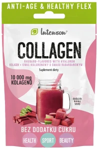 Intenson Kolagen + Witamina C + Kwas Hialuronowy o Smaku Rabarbarowym 11,5g - Skóra Kości Chrząstki