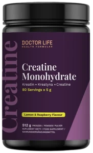 Doctor Life Creatine Monohydrate 500 g Lemon & Raspberry Proszek Monohydrat kreatyny Naturalne aromaty