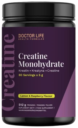 Doctor Life Creatine Monohydrate 500 g Lemon &amp; Raspberry Proszek Monohydrat kreatyny Naturalne aromaty (id: 9644)