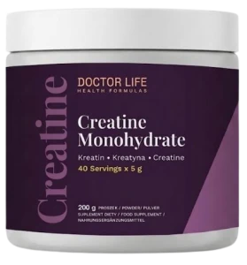 Doctor Life Creatine Monohydrate 200 g Lemon & Raspberry Monohydrat kreatyny Naturalne aromaty.