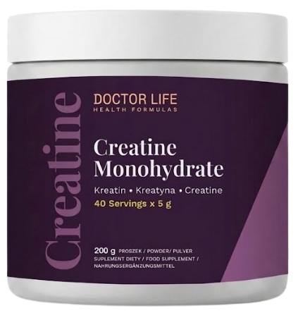 Doctor Life Creatine Monohydrate 200 g Lemon &amp; Raspberry Monohydrat kreatyny Naturalne aromaty. (id: 9651)