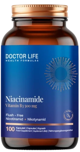 Doctor Life Niacinamide Vitamin B3 500mg 100 kapsułek Niacyna Witamina B3 Niacynamid (id: 9656)