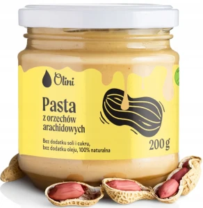 Olini Pasta z Orzechów Archaidowych 200 g Roślinne Źródło Białka Bez Cukru