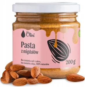 Olini Pasta z Migdałów 200 g Naturalny Smakołyk Łatwo się Rozsmarowuje