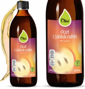 Olini Ocet z Jabłek Rubin 500ml Do napojów i dań Z pysznych polskich jabłek
