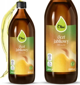 Olini Ocet jabłkowy 1000 ml Skóra PCOS Cholesterol Poziom Cukru Kwaśny Smak