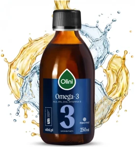 Olini Olej Omega-3 ALA EPA DHA Witamina D 250 ml Mózg Wzrok Serce Cholesterol
