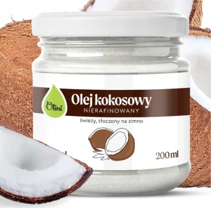 Olej kokosowy Nierafinowany 200 ml Świetny do Gotowania i Pielęgnacji Olini