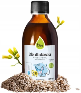 Olini Olej dla dziecka 250 ml Witaminy A D E K Źródło NNKT Tłoczony na Zimno