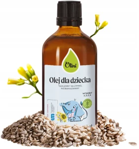 Olini Olej dla dziecka 100 ml Witaminy A D E K Źródło NNKT Tłoczony na Zimno