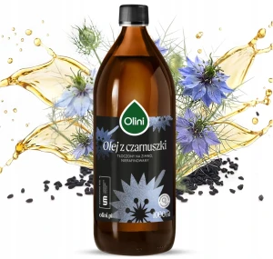 Olini Olej z czarnuszki 1000 ml Cholesterol Tymochinon Tłoczony na Zimno