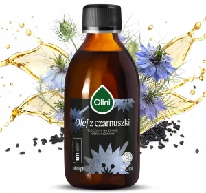 Olini Olej z czarnuszki 250 ml Cholesterol Tymochinon Tłoczony na Zimno
