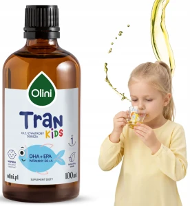 Olini Tran Dla Dzieci 100ml DHA EPA Witaminy D+A Mózg Wzrok Serce Odporność