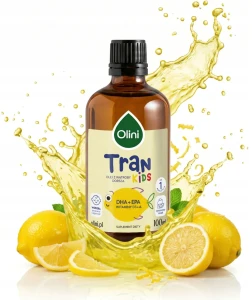Olini Tran Kids Cytrynowy 100 ml Mózg Wzrok Serce Kwasy Omega Witaminy A+D