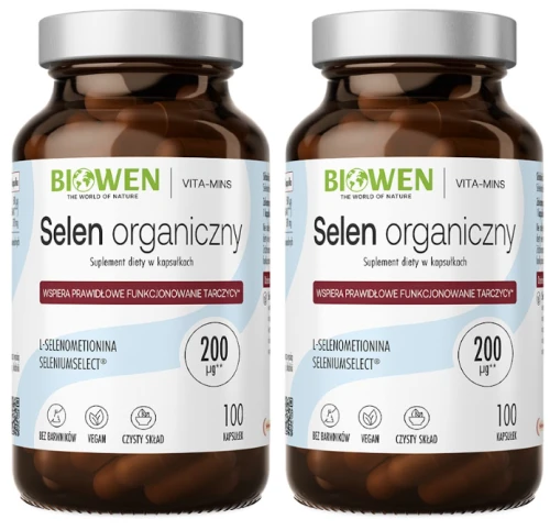 2 x Biowen Selen Organiczny 100 kapsułek - Skóra Włosy Paznokcie Tarczyca (id: 8029)