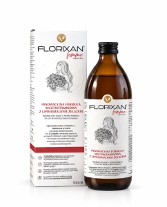 Florixan® femme 500 ml Płynna Multiwitamina z liposomalnym Żelazem Laktoferyna 96% Liposomalna Wit. C B Complex A+E Roślinne ekstrakty Ferrytyna, Virentia