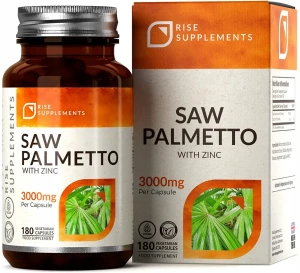 Rise Supplements Saw Palmetto With Zinc 3000 mg - Palma Sabałowa z Cynkiem 180 kapsułek - Prostata Oddawanie Moczu