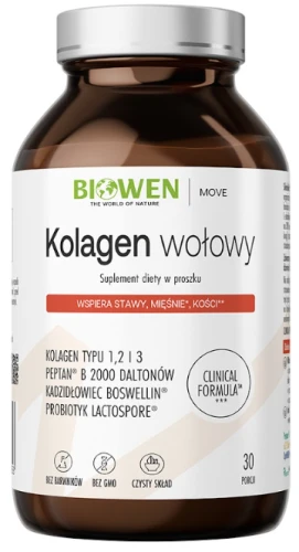 Biowen Kolagen Wołowy Typu I, II, III proszek 225g - Stawy Chrząstki Kości (id: 7739)