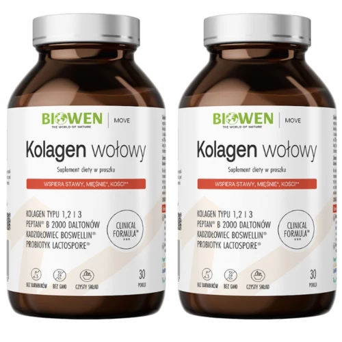 2 x Biowen Kolagen Wołowy Typu I, II, III proszek 225g - Stawy Chrząstki Kości (id: 8087)