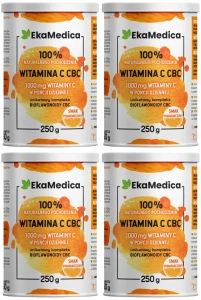 4 x EkaMedica Witamina C+B+C POMARAŃCZ 250 g – Odporność Antyoksydacja Energia