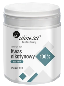 Aliness Kwas nikotynowy, czysty 100%, flush effect - Układ Nerwowy Skóra i Błony Śluzowe - Proszek 100 g