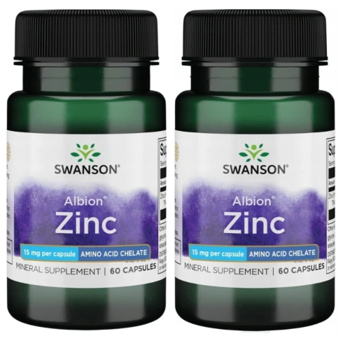 2 x Swanson Albion Chelat Cynku 15 mg - 60 kapsułek (id: 9872)