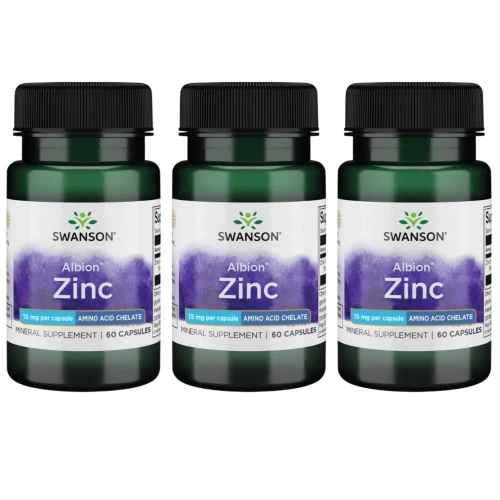3 x Swanson Albion Chelat Cynku 15 mg - 60 kapsułek (id: 9873)