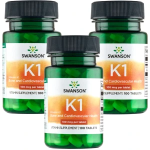 3 x Swanson Vitamin K1 100 mcg 100 tabletek 