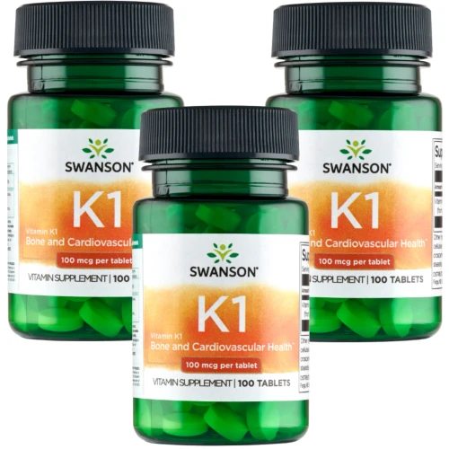 3 x Swanson Vitamin K1 100 mcg 100 tabletek (id: 9898)