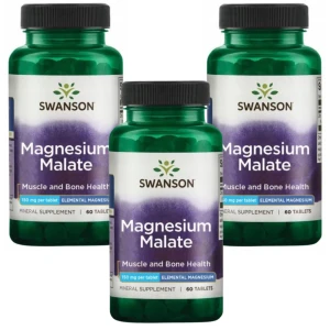 3 x Swanson Magnesium Malate - Jabłczan magnezu 150mg 60 tabletek