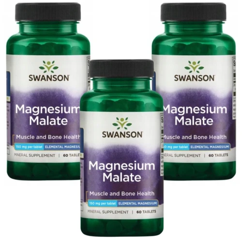 3 x Swanson Magnesium Malate - Jabłczan magnezu 150mg 60 tabletek (id: 9914)