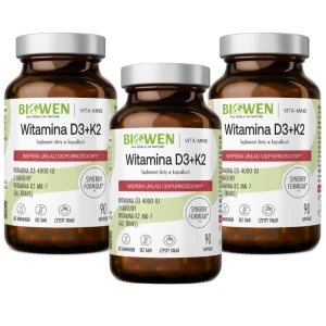 3 x Biowen Witaminy D3+K2MK7 90 kapsułek - Odporność Kości Wchłanianie Wapnia
