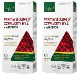 Zestaw 2x - Medica Herbs Fermentowany czerwony ryż + karczoch 80 kapsułek - Krążenie Krwi i Praca Serca