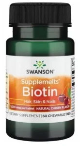 Swanson Biotyna 60 tabletek do ssania - Włosy Skóra Paznokcie