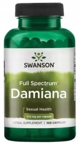 Swanson Damiana - Liść Damiana 510mg 100 kapsułek - Libido Popęd Seksualny Dobre Samopoczucie