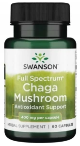 Swanson FS Chaga Mushroom - Błyskoporek podkorowy 60 kapsułek - Odporność i Antyoksydacja